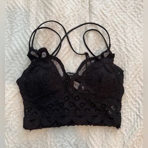 crop lace camisole black top